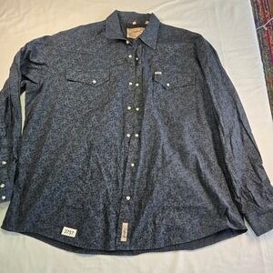 Rafter Cowboy Collection Men's 4X Blue Paisley Print Long Sleeve Snap Shirt